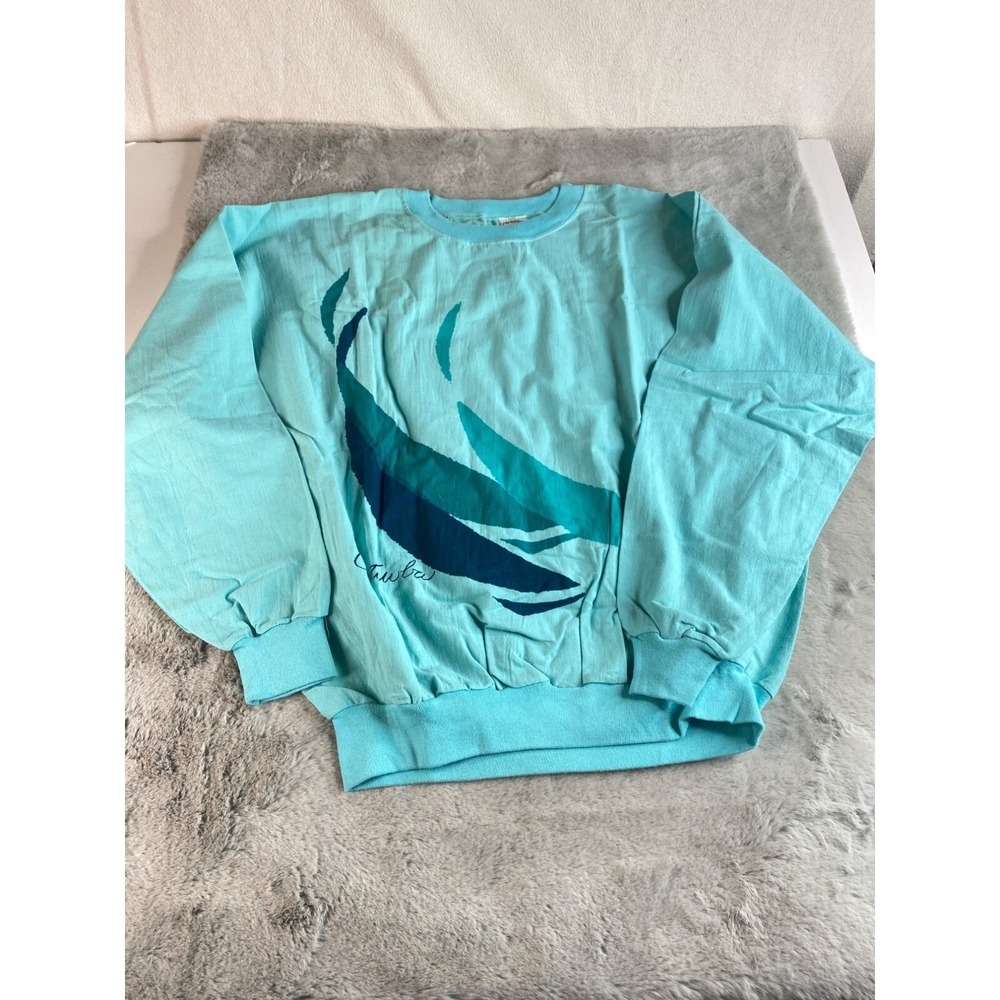 Vintage Catawba Pullover USA Made Unisex Medium Aqua Crazy Shirt Sailing 80s